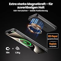 Kstime Magnetische Powerbank, 10000 mAh, 14 mm, ultradünnes Titan-Design, PD20W, kabelloses tragbares Ladegerät mit USB-C-Eingang und Ausgang, kompatibel mit iPhone 17/16/15/14/13/12 Serie(Grau) – Ansicht 3