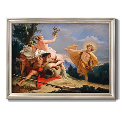Renditions Gallery Canvas Wall Art Artwork Prints Apollo Pursuing Daphne Italian Glam Paintings Wall Decorations by Giovanni Battista Tiepolo for Bedroom Dining Living Room Office Home Kitchen Decor - 21X25 - Silver Framed - LT499
