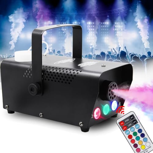 ATDAWN Fog Machine with Lights, Wireless Remote Control, Smoke Machine with 7 Colors Lights for...