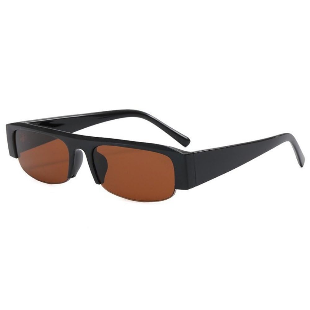 Klasyczne okulary przeciwsłoneczne retro w półramce dla kobiet, w stylu ulicznym, z ochroną UV, męskie, designerskie, modne, czarna herbata, 1