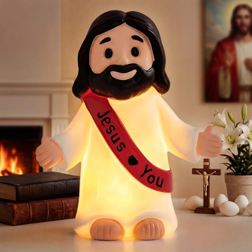 Figura de Jesús en resina con luz nocturna para mesa