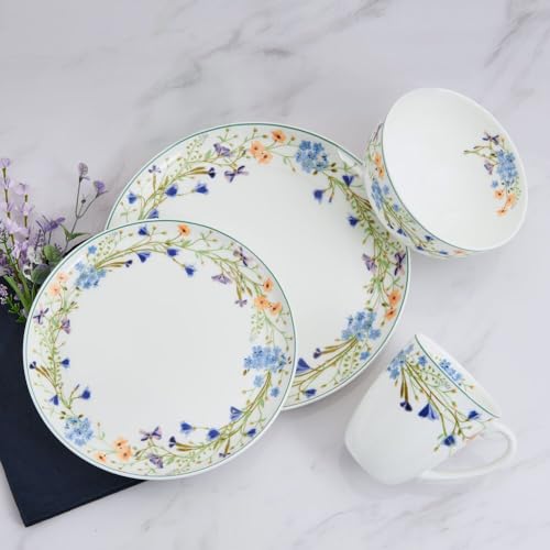 Mikasa 5315370 Quinn Lightweight Bone China 12 Piece Dinnerware Plate Bowl Set thumb #4