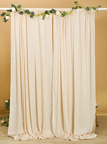Sherway 2 Panels 4.8 Feet X 10 Feet Cream Beige Thick Satin Wedding Backdrop Drapes, Non-Transparent Window Curtains For Party Ceremony Stage Decoration #TOP1