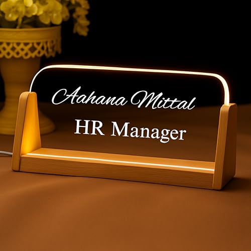 Image of Designation, Personalised LED Name Gifts, 3D Illusion Lamp Gift for Doctor,Teacher Office Laser Cut Material Acrylic Transparent (Office Table Lamp)
