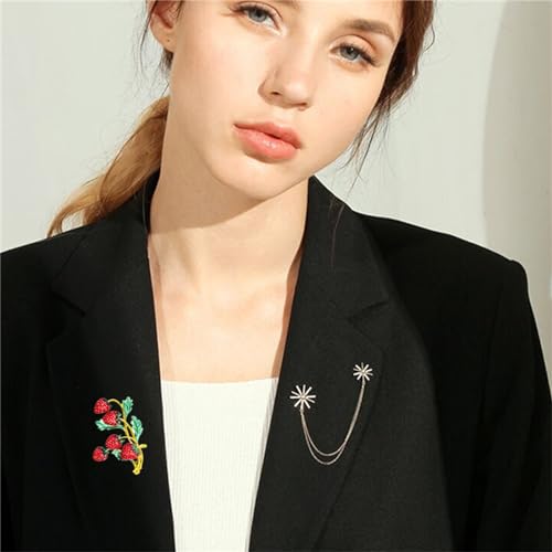 Image of WCRAZYE Red Strawberry Brooch Pin for Women Girls Cute Enamel Fruit Brooches Badges for Clothing Backpacks Bag Fashion Brooches Plant Lapel Pin Accessories Jewelry Gift