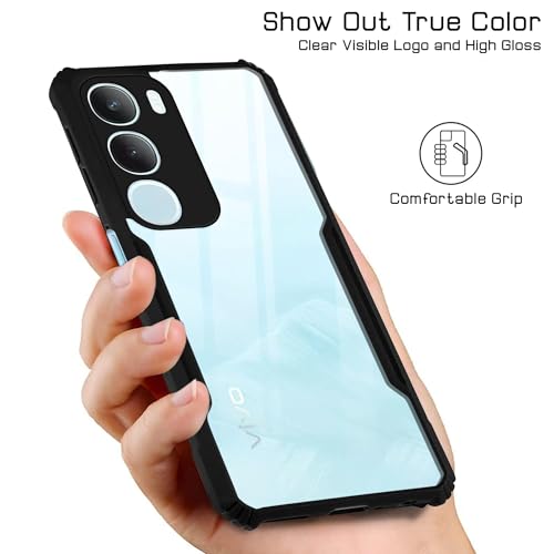 Image of Jkobi Back Case Cover for Vivo Y29 (Shockproof with Polycarbonate Clear Panel | Professional Black)