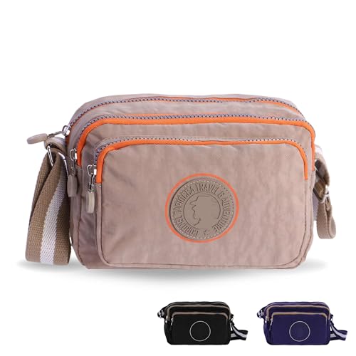 Coronel Tapioca - Bolso bandolera mujer - Bolso mujer - Bolsos mujer - Bolsos bandolera casual gran capacidad con 3 cremalleras, Beige Coronel Tapioca - Bolso bandolera mujer - Bolso mujer - Bolsos mujer - Bolsos bandolera casual gran capacidad con 3 cremalleras, Beige