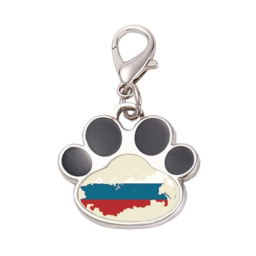 DIYthinker?Russia Map National Falg Illustration Pet Tag Keychain Dog Cat ID