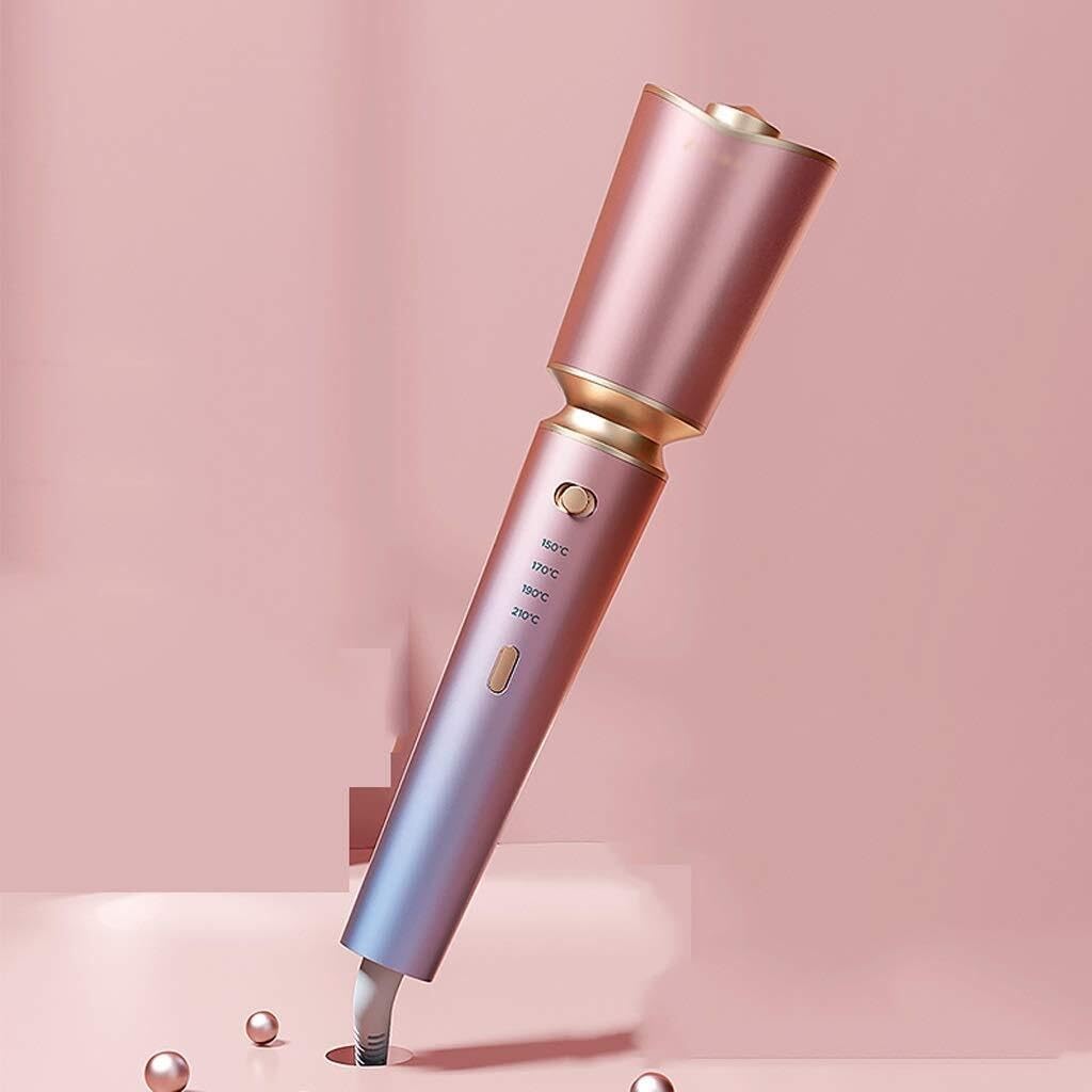 Automatic Curling Iron Stick Pink Anti-Scalding Design 4 Temperature Modes Fast Heat-Up Big Wave Curler