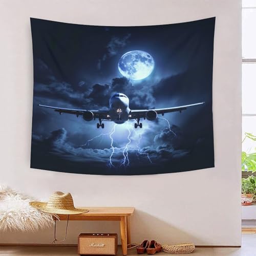 Tapisserie murale effet 3D motif avion en tissu épais 180x230cm