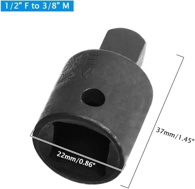 Miniatura 2 de Adaptador de enchufe de impacto de 12 pulgada (F) x 38 pulgadas (M), acero CR-V de 12 a 38 pulgadas para llaves de trinquete reductoras de manga,