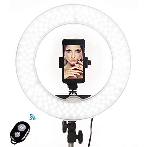 Socialite Ring Light - 14” Dimmable LED Lighting Kit w/Travel Bag for YouTube, Webinar, Social Media Photos - Remote Controlled Studio Lights w/ 6ft Stand - Works w/DSLR Camera, All Smartphones