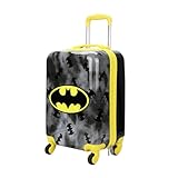 Bioworld Batman Core Adult 4-Wheel ABS 20' Suitcase Luggage for Travel, Black/Yellow