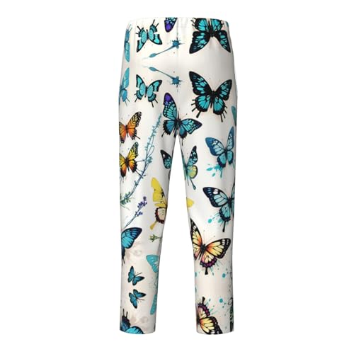 Pajama Pants Pajama Bottoms with Elastic Waistband Sleepwear Lounge Pants, Colorful Butterflies2