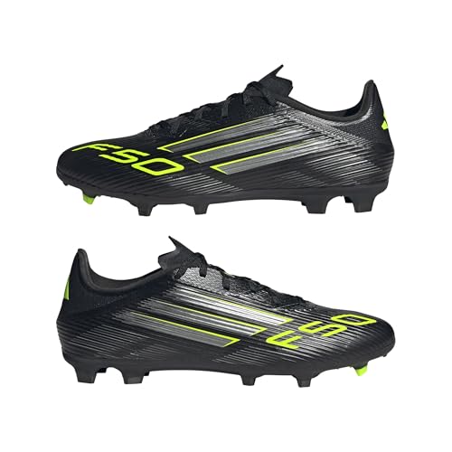 adidas Unisex F50 League Firm Ground Football Boots, Core Black/Iron Metallic/Lucid Lemon, 10 UK - Image 7