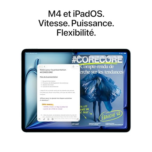 Apple iPad Air 11 Pouces (M4) : Écran Liquid Retina, 128 Go, Caméras Avant/arrière 12 MP, Wi‑FI 7 avec Apple N1 + Connectivité cellulaire 5G, Touch ID, Autonomie d’Une journée – Gris sidéral