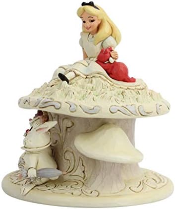 Enesco Disney Traditions by Jim Shore White Woodland Alice in Wonderland Mushroom Figurine, 7 Inch, Multicolor