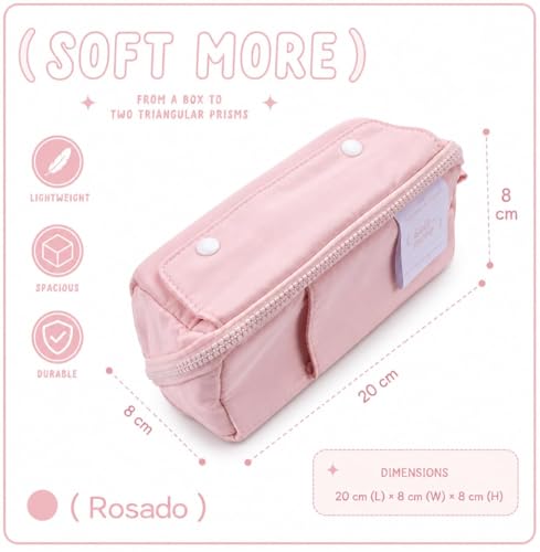 Image of Alokik Multi-Functional Soft Pencil Case for Girls - Large Capacity Zipper Pouch with Multiple Compartments - Aesthetic Stationery Organizer for School, College & Office (Pink Soft More Pouch)
