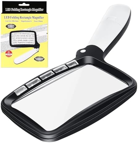 Loupe De Lecture Lumineuse 3X - Format Pleine Page A4 - 4 LEDs - Pieds Et Lanière Inclus