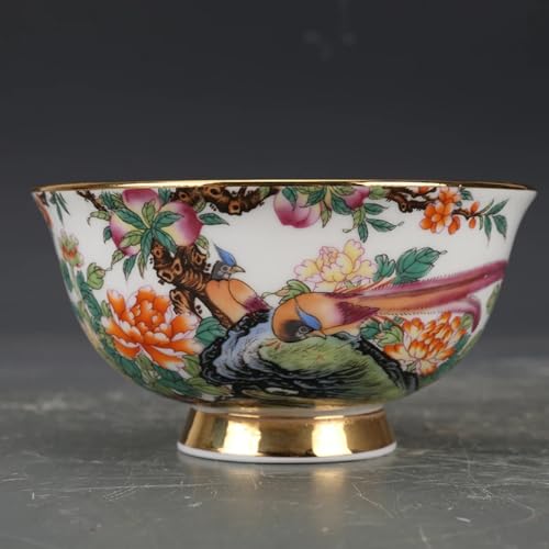 Cuenco de porcelana antigua de la dinastía Qing esmaltado con diámetro de 13 cm 2