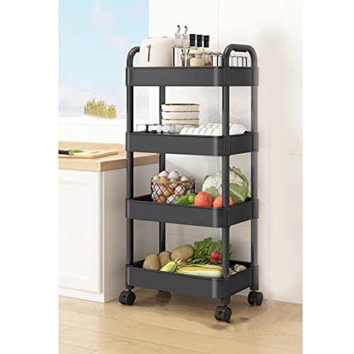 YQkasj キッチンワゴン 4段 4段 キッチンカート キャスター付き 収納カート 多目的 洗面所 収納ラック ワゴン 台所 浴室 寝室 リビング 棚 カラー 収納棚 ラック 組み立て簡単 小物収納 キッチンワゴン スリム 隙間収納 オフィス用 家庭用