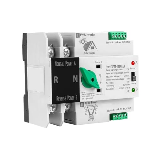 Inversor fotovoltaico ATS de riel DIN 2P, 3P y 4P con interruptores selectores de Transferencia automática de Potencia Dual, ininterrumpido, 63 A, 100 A y 125 A(3P,63A(PV))