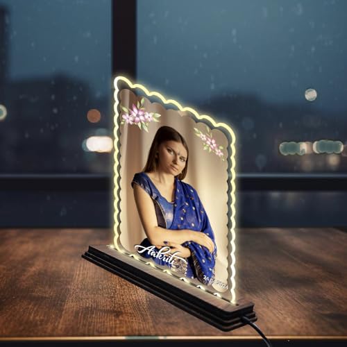 Image of Brown Cloud Personalized Name Photo LED Night Lamp Customized Gift for Men Women Husband Wife Girlfriend Boyfriend Birthday Marriage Anniversary Festivals Decoration(LED ADP NL AO 001)(D9)