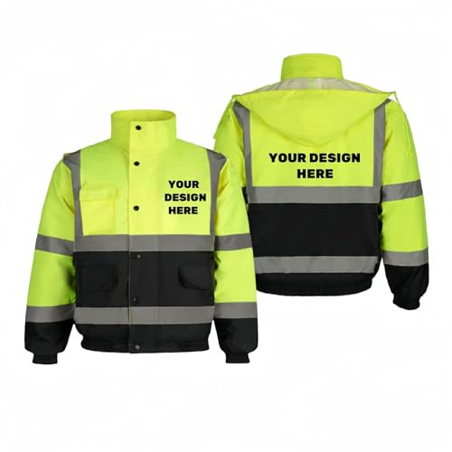 BIJUNDENG Custom Safety Jacket for Men High Visibility Reflective Waterproof Winter Warm Jacket Construction Workwear