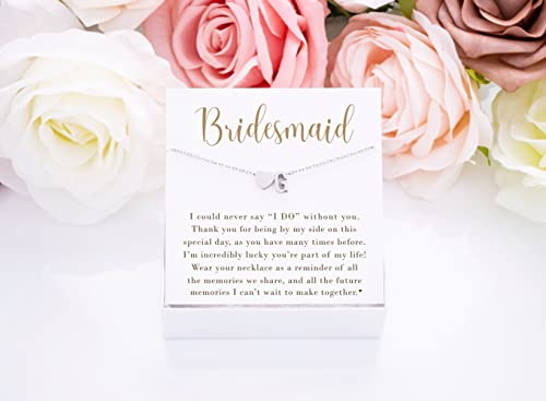 Personalized Bridesmaid Gift - Initial Necklace for Flower Girl, Maid of Honor Heart Necklace With Card, Wedding Gift Box, Proposal4