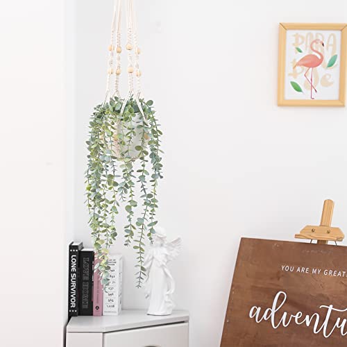 Cewor Fake Hanging Plant With Pot Artificial Plants Eucalyptus Leaves Plant Hanger With Fake Vines Faux Hanging Planter Greenery For Bedroom Bathroom Kitchen Office Home Decor Indoor #TOP4