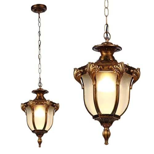 Moddeny Rustic Victorian E26 Exterior Ceiling Pendant Light American Outdoor Waterproof Chandelier Garden Corridor Grape Frame Pavilion Bronze Hanging Light Adjustable Suspension Lighting Fixture