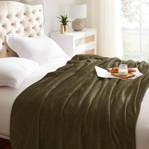 KMUSET Fleece Blanket Dark Brown Lightweight Super Soft Cozy Fuzzy Bed Blankets Microfiber Factory Shop