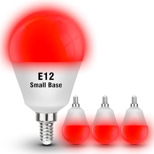 Image of E12 Candelabra Small Base Red Sleep Light Bulbs 3W,G45 Blue Light Blocking | 625nm Red Night Light 25w-40w Equivalent,300lm, E12 Base for Bedroom Porch Christmas Holiday Festival, Non-Dimmable,4Pack