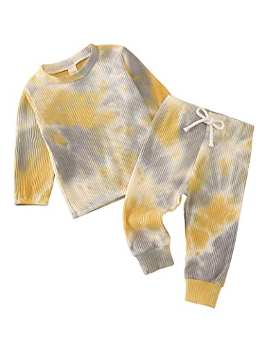 Toddler Baby Boys Girls Clothes Set Baby Tie-Dye Sweatshirt Sleepwear Pajamas 2pcs Outfits Fall Winter Clothes