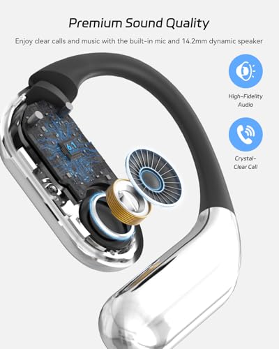 Image of SANOTO Open Ear Earbuds, Bluetooth Headphones with Smart Digital Display, Open Ear Headphones with Ear Hooks, 50H Playtime, Touch Control, ENC Mic, Wireless Earbuds for Workout Travel Working