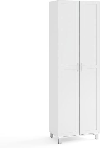 Giantex Armario de almacenamiento con 2 puertas despensa de cocina con 5 estantes organizador alto de pie para armario garaje baño oficina sala de