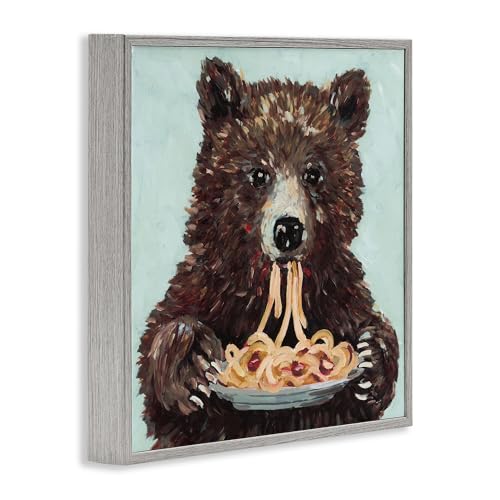 Tableau ours fantaisiste Stupell encadré gris 30,5 cm, cadeau idéal pendaison de crémaillère - 4