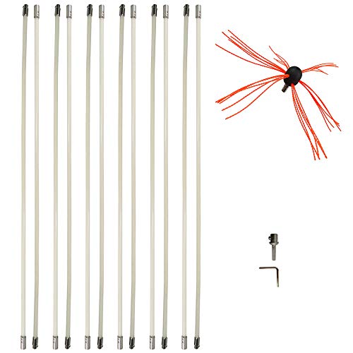 Chimney Cleaning Brush Kit Fireplace Flue Sweep Tools 40Ft Rotary Flexible Rods Electrical Drill Drive Cleaner For 6-Inch 8-Inch Up To 20 Inch Wood Stove Pipe #TOP6