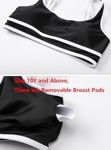 Image of J.E Sterguard Girls Two Piece Swimsuits Teen Bikini Girls' Swimwear Girl Black Swimsuits Size 10-12 1603-H