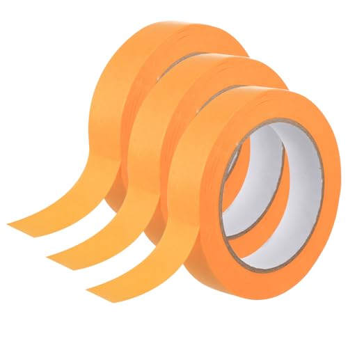 kebitedamai 3 PcsRuban de Masquage Peinture, Masking Tape Doré, 24 mm x 50 m Ruban Masquage Peinture, Ruban Adhésif de Peintre Professionnel pour Bords Travaux de Peintures et Décoration