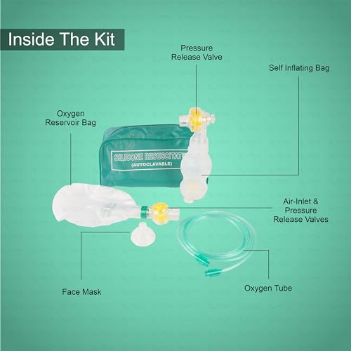 Image of OTICA Silicone Ambu Bag Kit with Mask & Oxygen Tube | Autoclavable Manual Resuscitator Bag Valve Mask (BVM) | Latex-Free Emergency CPR Ventilation Kit for Neonatal & Pediatric Care - Infant (250 ml)