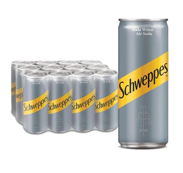 Schweppe Soda Water Can 330ml Pack Of 12 (Imported)