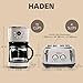 Haden 12 Cup Programmable Drip Coffee Maker Coffee Machine Bundled with Dorset 4 Slice Wide Slot Stainless Steel Toaster, Putty & Chrome