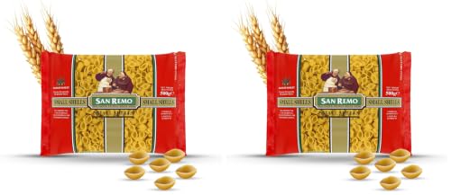 Image of San Remo Small Shells Pasta, 500g | Classic Shell Shape for Soups, Salads & Saucy Recipes | 100% Vegetarian /Vegan (Pack of 2)