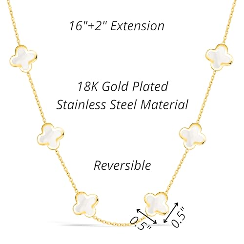 SHINYY Four Leaf Clover Choker Necklace for Women | 18K Gold Plated Lucky 4 Leaf Jewelry | Trendy Gifts for Her4