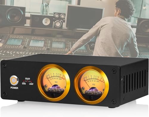 NGARY Amplificador VU Analógico Dual, Indicador De Nivel De Sonido RGB, Conmutador De Audio con Pantalla DB, Brillo, Color Y Ganancia Ajustables para Amplificadores De Válvulas.