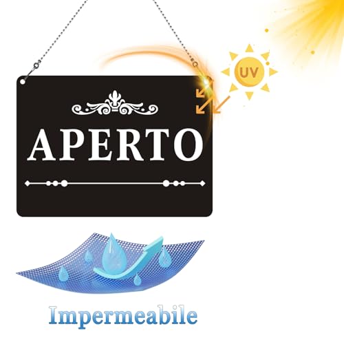 Cartello Acrilico Aperto/Chiuso con Catena - Dimensioni 25x18 cm, Facile da Appendere, Resistente e Duradero