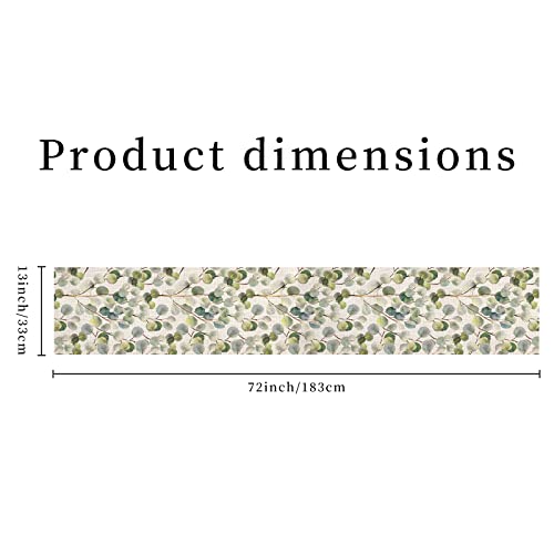 Eddert Eucalyptus Table Runner Spring Summer Anniversary Leaf Greenery Holiday Sage Green Table Decorative Celebration Party Holiday Decor (13*72) #TOP3