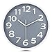 Lafocuse Reloj de Pared Gris Claro Moderno Decorativos Silencioso Interior Redondo 30 cm Reloj Cuarzo Grandes Números sin Tic TAC para Cocina Salon