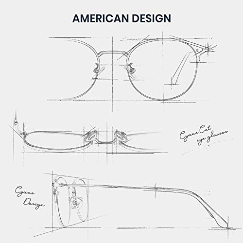 Image of Cyxus Blue Light Blocking Glasses Round Metal Frame Computer Glasses | Blue light blocking glasses featuring round metal frame, comfortable fit and versatile use for work, study and entertainment